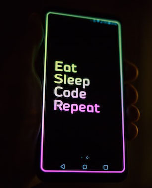 phone with neon writing